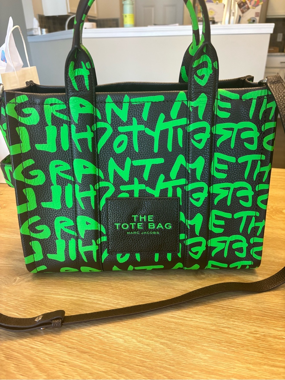 Marc Jacobs Black & Neon Green The Tote Bag - Sprouse limited edition